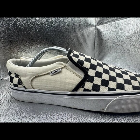 RARE🔥 Sz 11 - VANS Checkerboard Slip On White Two Tone Racing Flag Skate BMX 11 - Picture 2 of 9